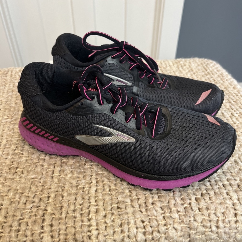 Brooks Womens Adrenaline GTS 20 1202961B062 Black Running Shoes Sneakers Sz 8